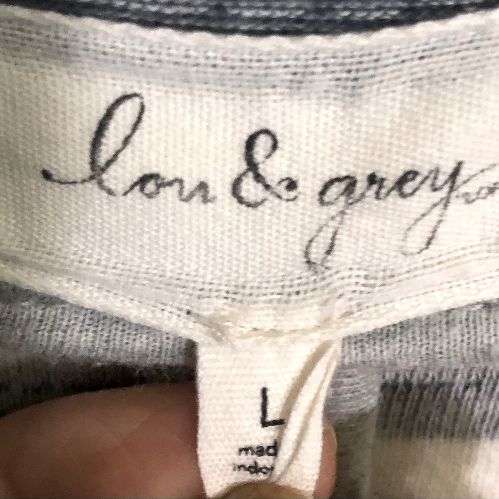 LOU & GREY Anthropologie Moto Jacket Grey & White Stripes Assymetrical Zip sz L - Picture 6 of 13